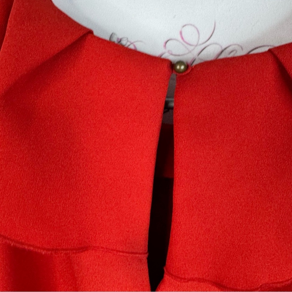 Banana Republic dress ruffle sleeves luxe Red Midi Dress keyhole opening - Picture 8 of 10
